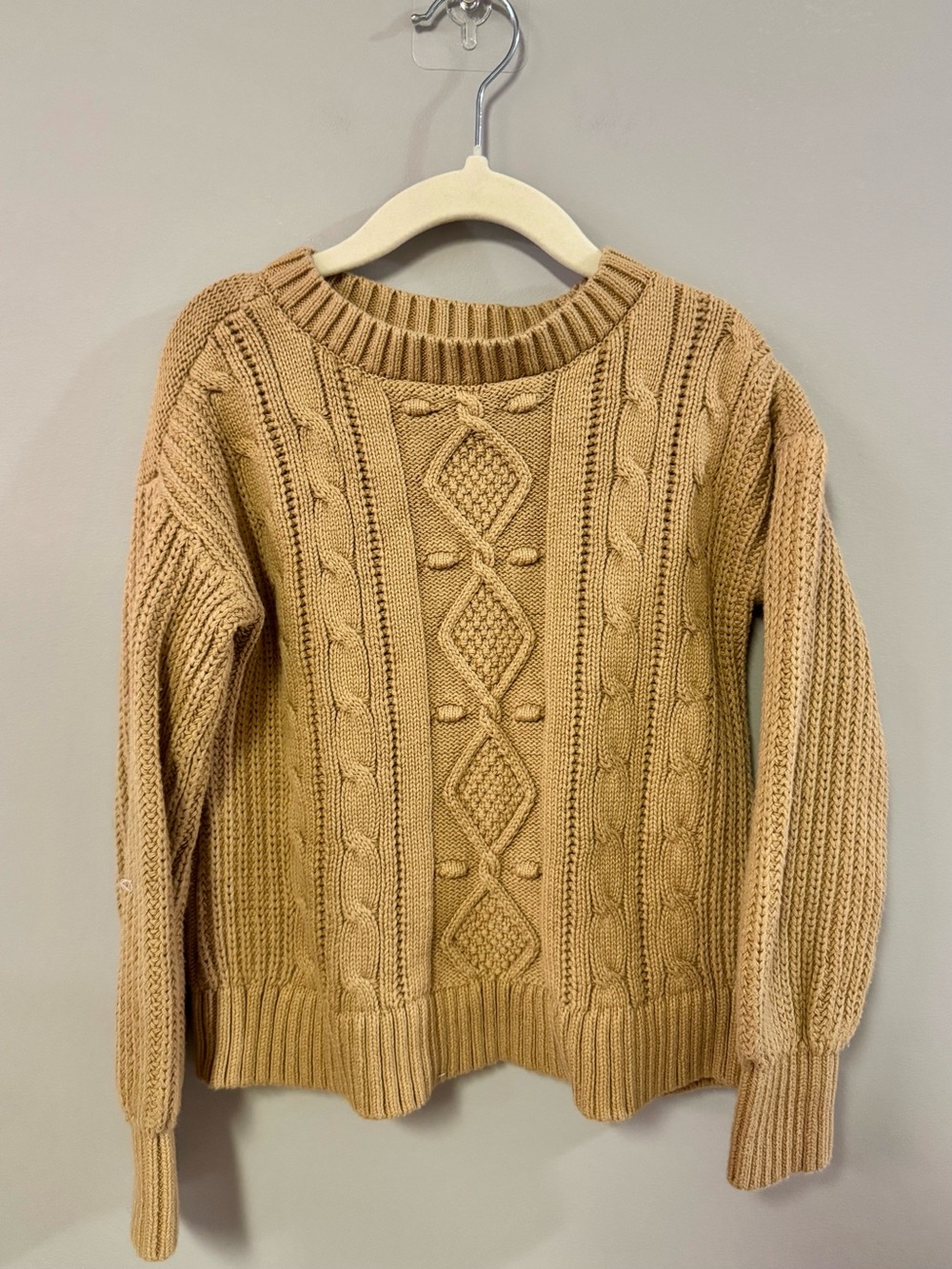 GAP Tan Cable Knit Crew Sweater